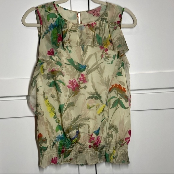 Ted Baker London Floral Ruffle Blouse - Cream and Multicolor - Picture 2 of 10